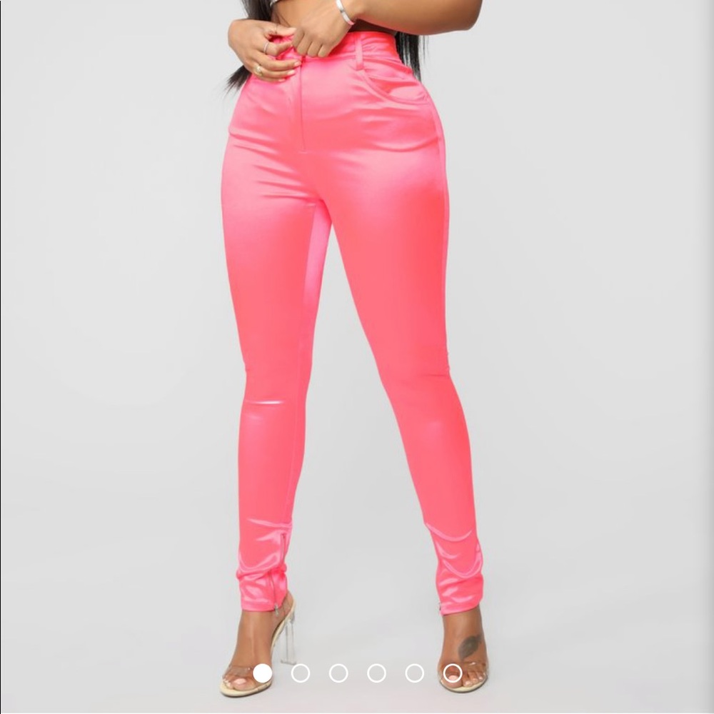 Pink satin pants